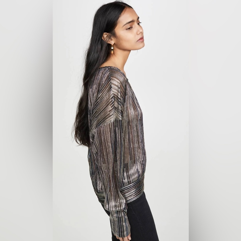 Ramy Brook Dori Metallic Striped Women's Top - Picture 2 of 11